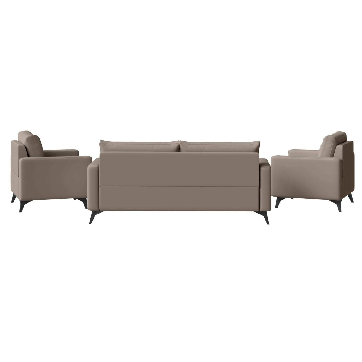 Inno 3-Piece Leather Sofa Set with 2 Single-Seater and a Three-Seater Sofa with Stainless Steel Legs Taupe Sofa Leisuremod