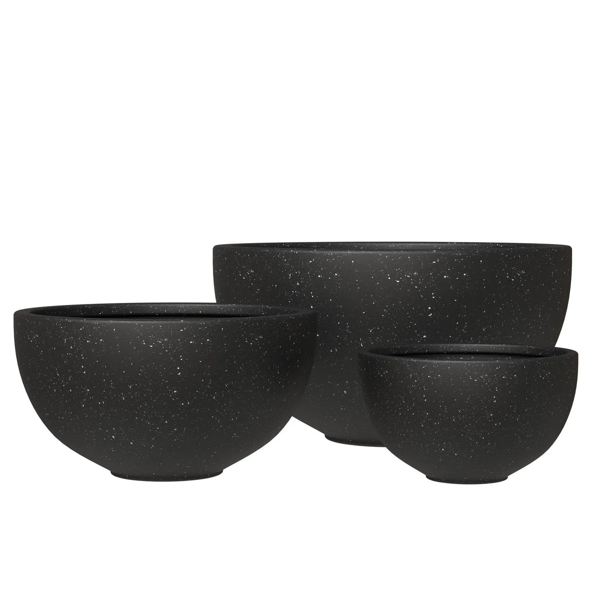 Iris Modern 3-Piece Round Planter Pot Set in Fiberstone and Clay Weather Resistant Design - Elax Furniture