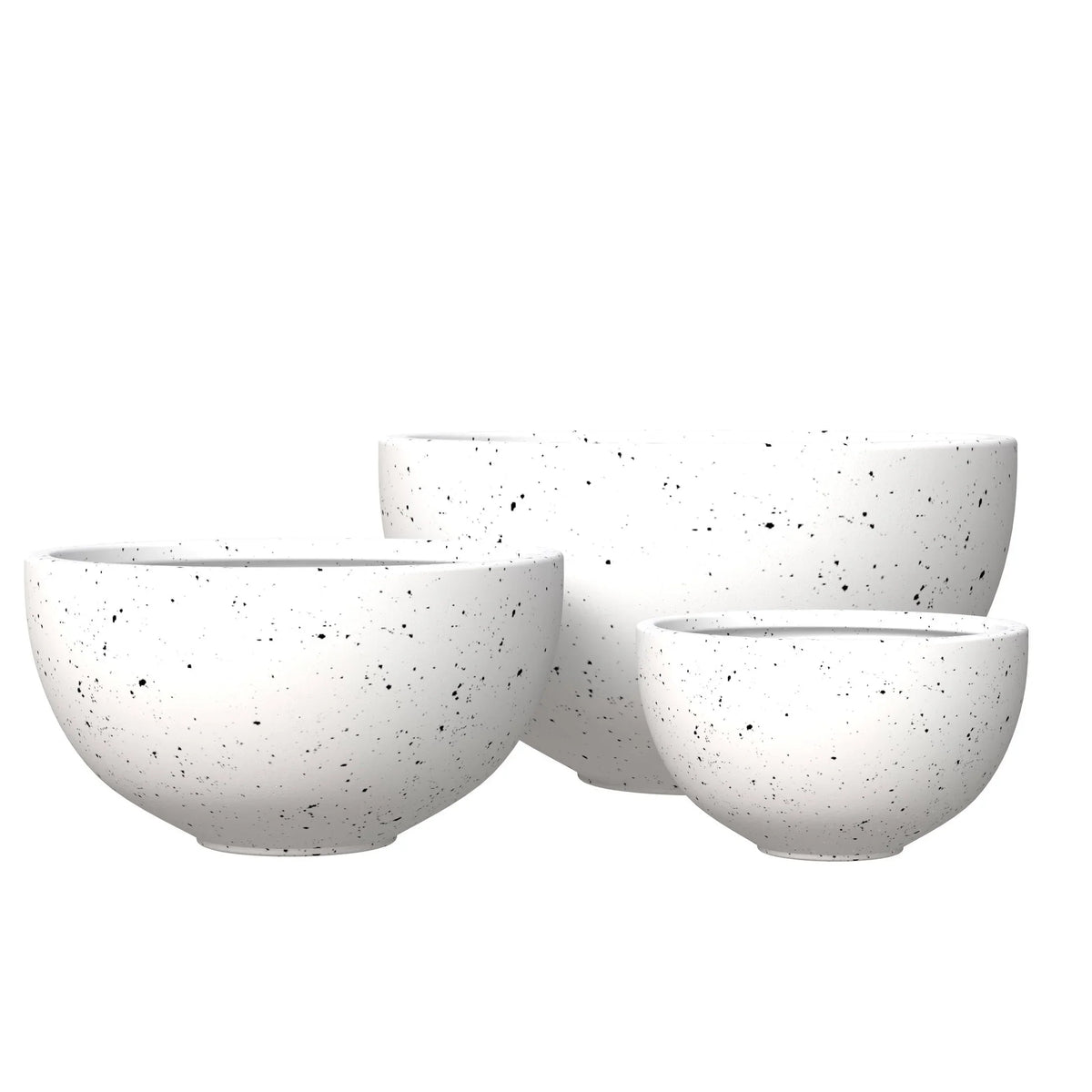 Iris Modern 3-Piece Round Planter Pot Set in Fiberstone and Clay Weather Resistant Design - Elax Furniture
