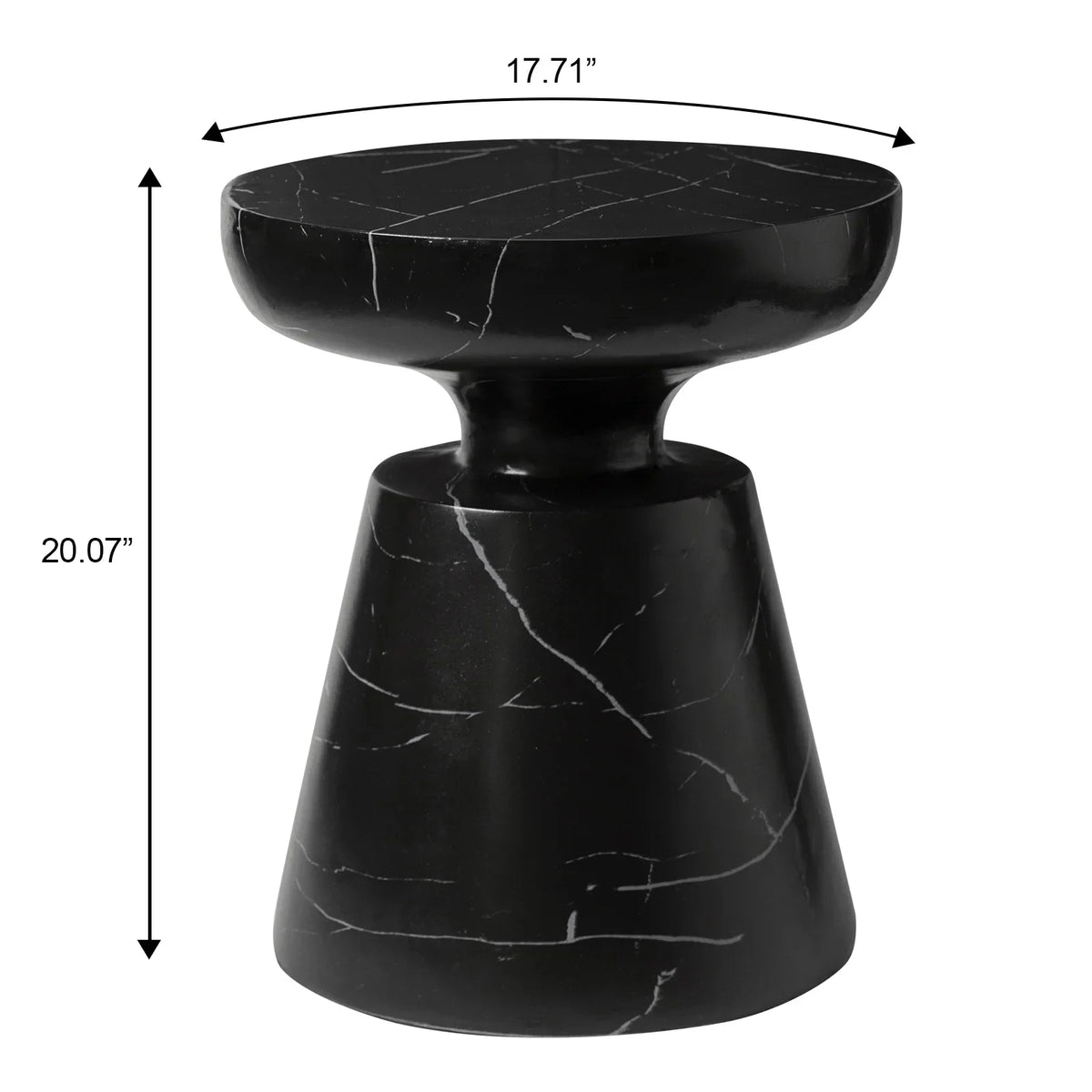 Isle Minimalist Side Table with Round Fiberstone Tabletop Accent Table and Pedestal Base - Elax Furniture