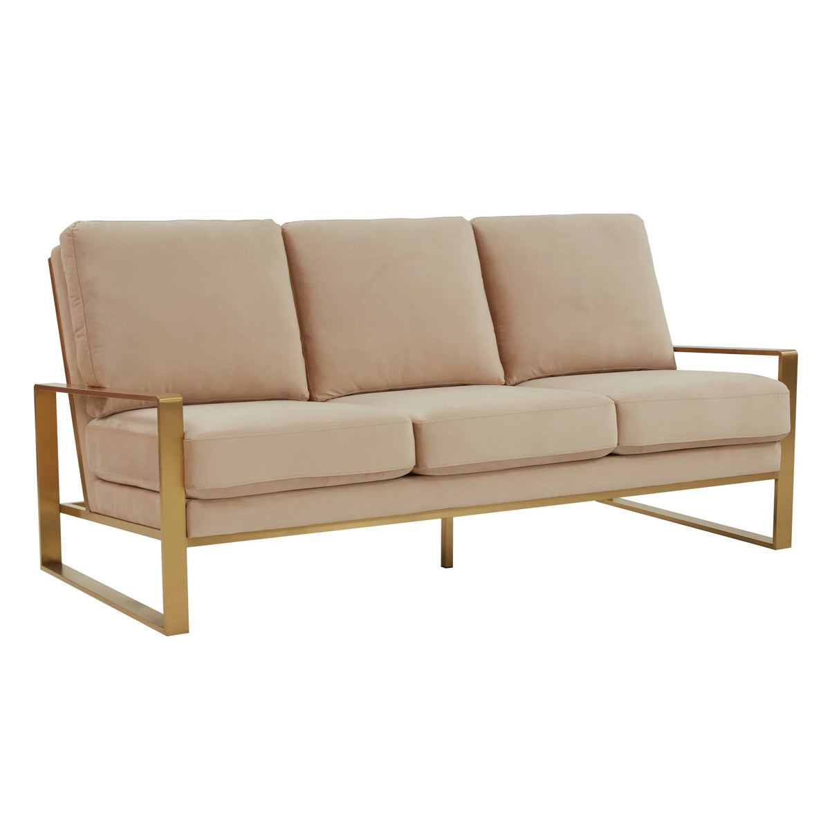 Jefferson 3-Seater Velvet/Leather Full Size Sofa in Stainless Steel - Elax Furniture