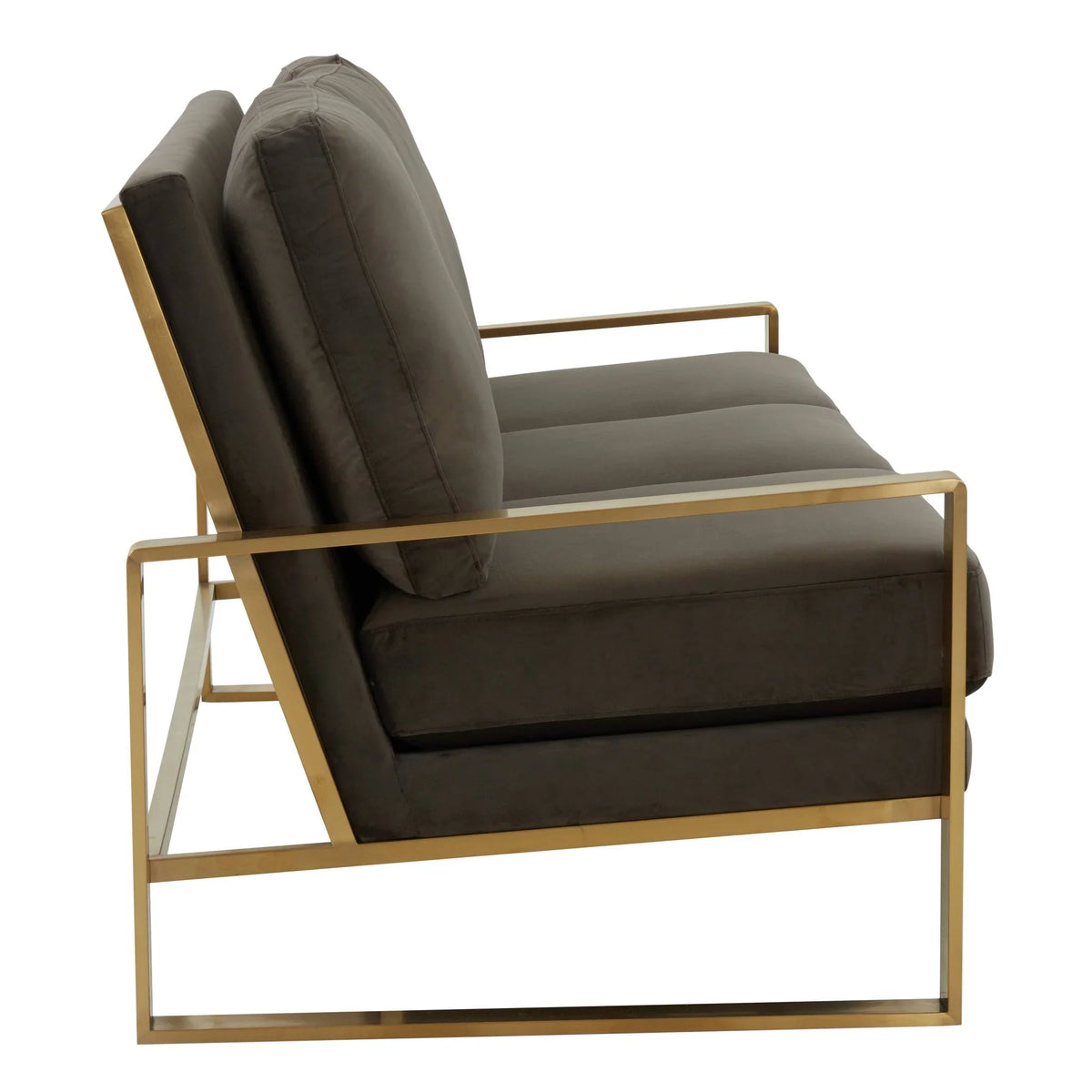 Jefferson 3-Seater Velvet/Leather Full Size Sofa in Stainless Steel - Elax Furniture