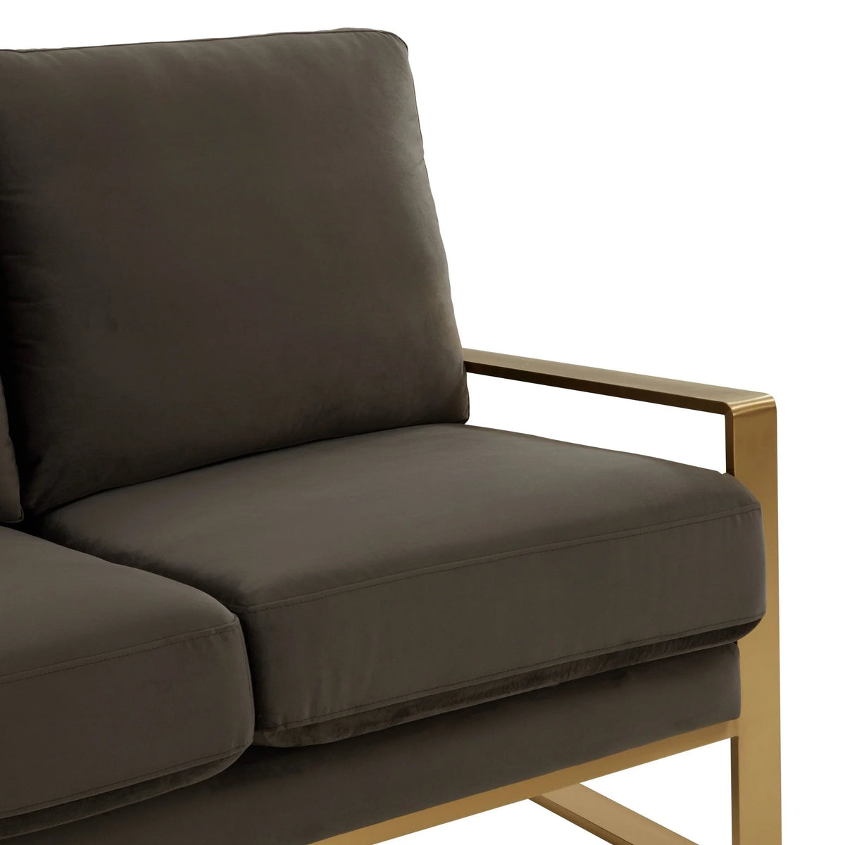 Jefferson 3-Seater Velvet/Leather Full Size Sofa in Stainless Steel - Elax Furniture