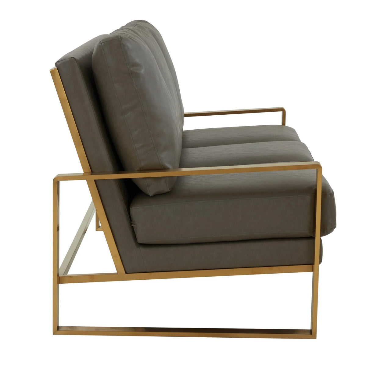 Jefferson 3-Seater Velvet/Leather Full Size Sofa in Stainless Steel - Elax Furniture