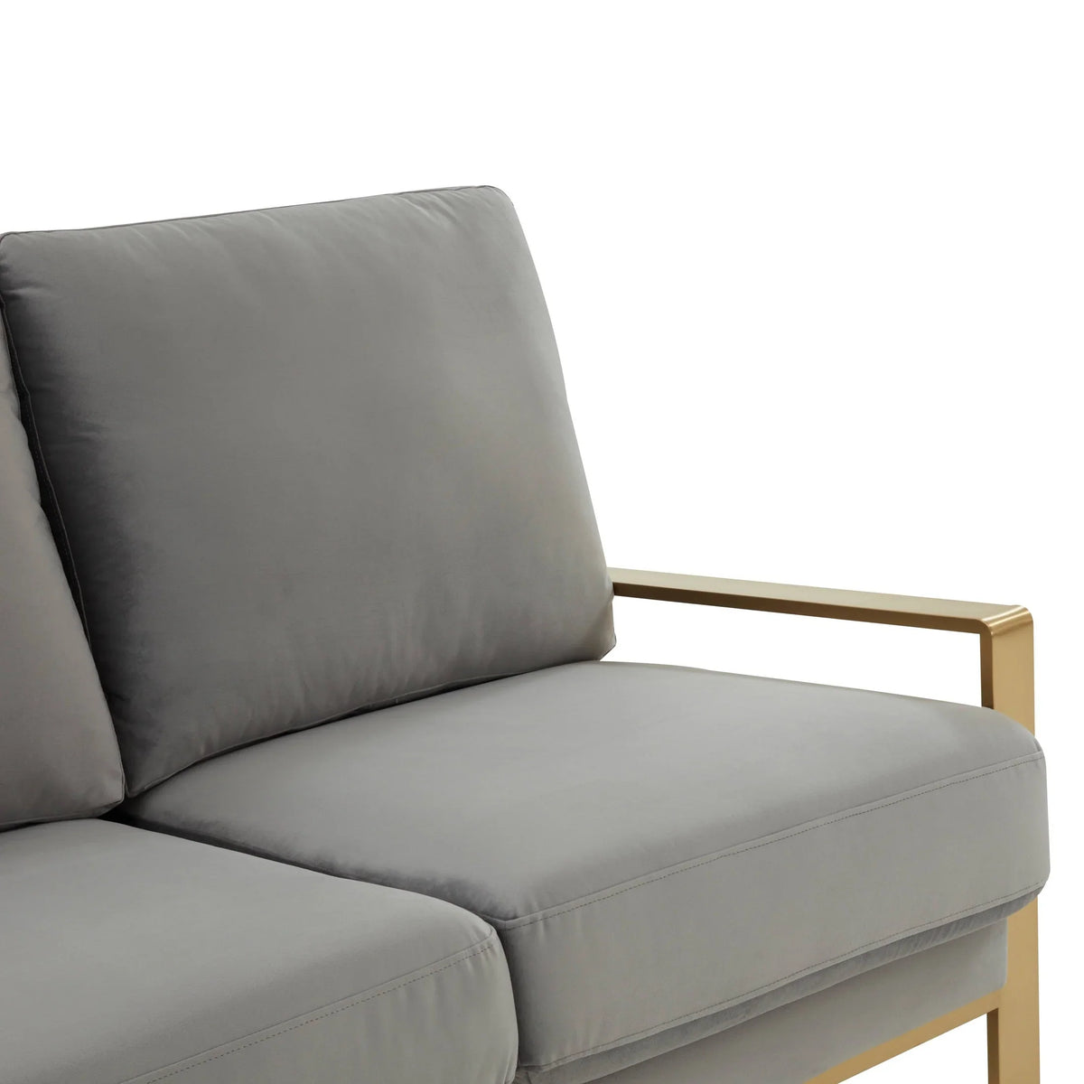 Jefferson 3-Seater Velvet/Leather Full Size Sofa in Stainless Steel - Elax Furniture