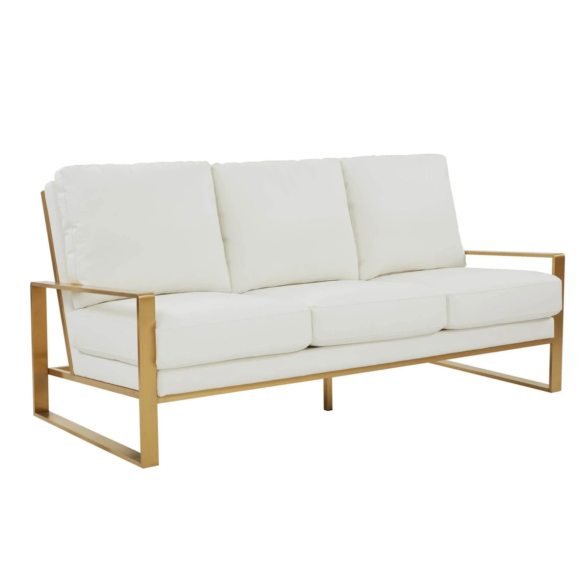 Jefferson 3-Seater Velvet/Leather Full Size Sofa in Stainless Steel - Elax Furniture