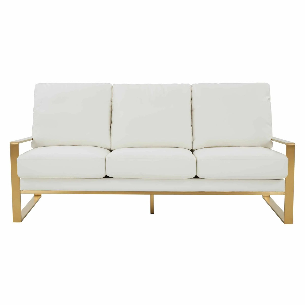 Jefferson 3-Seater Velvet/Leather Full Size Sofa in Stainless Steel - Elax Furniture