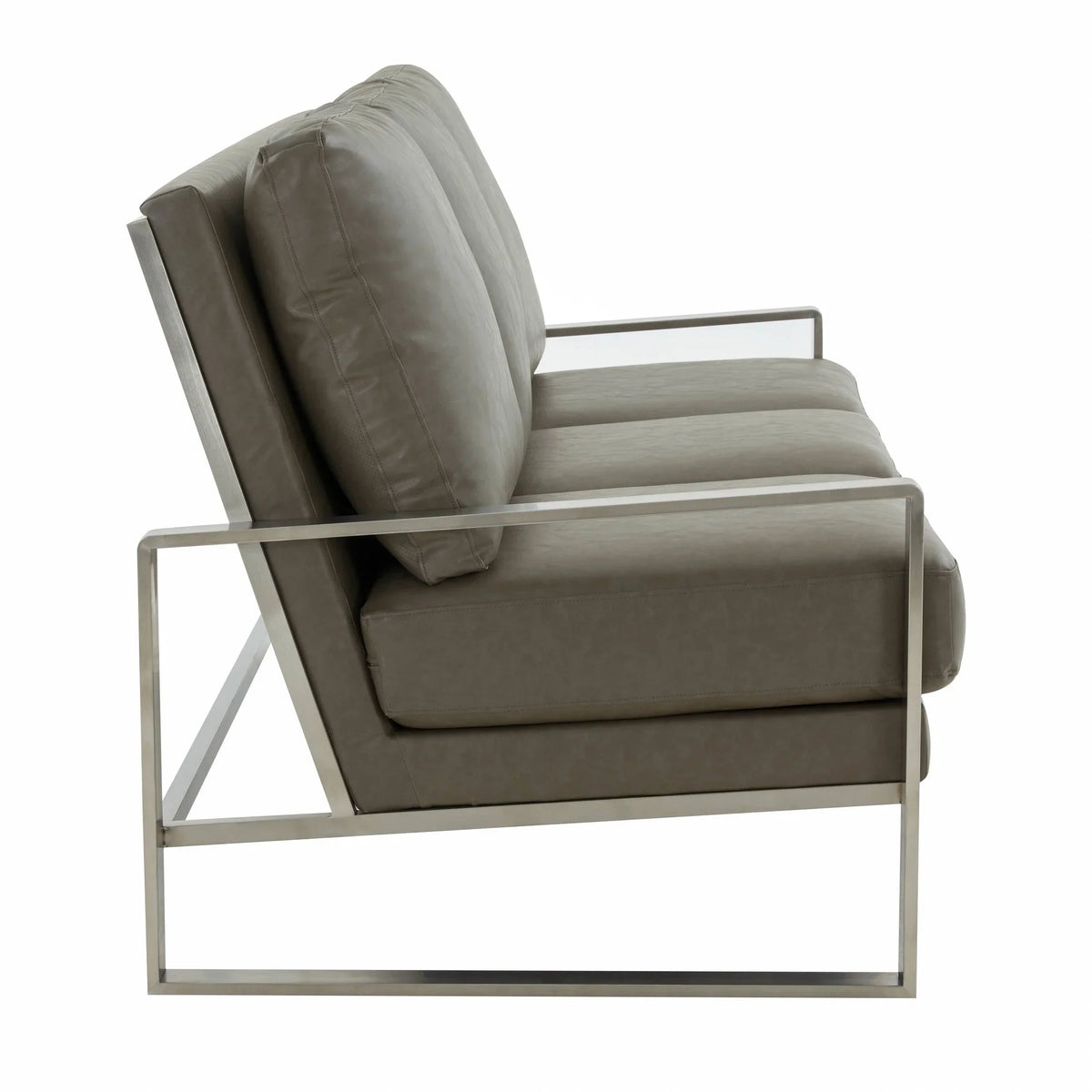 Jefferson 3-Seater Velvet/Leather Full Size Sofa in Stainless Steel - Elax Furniture