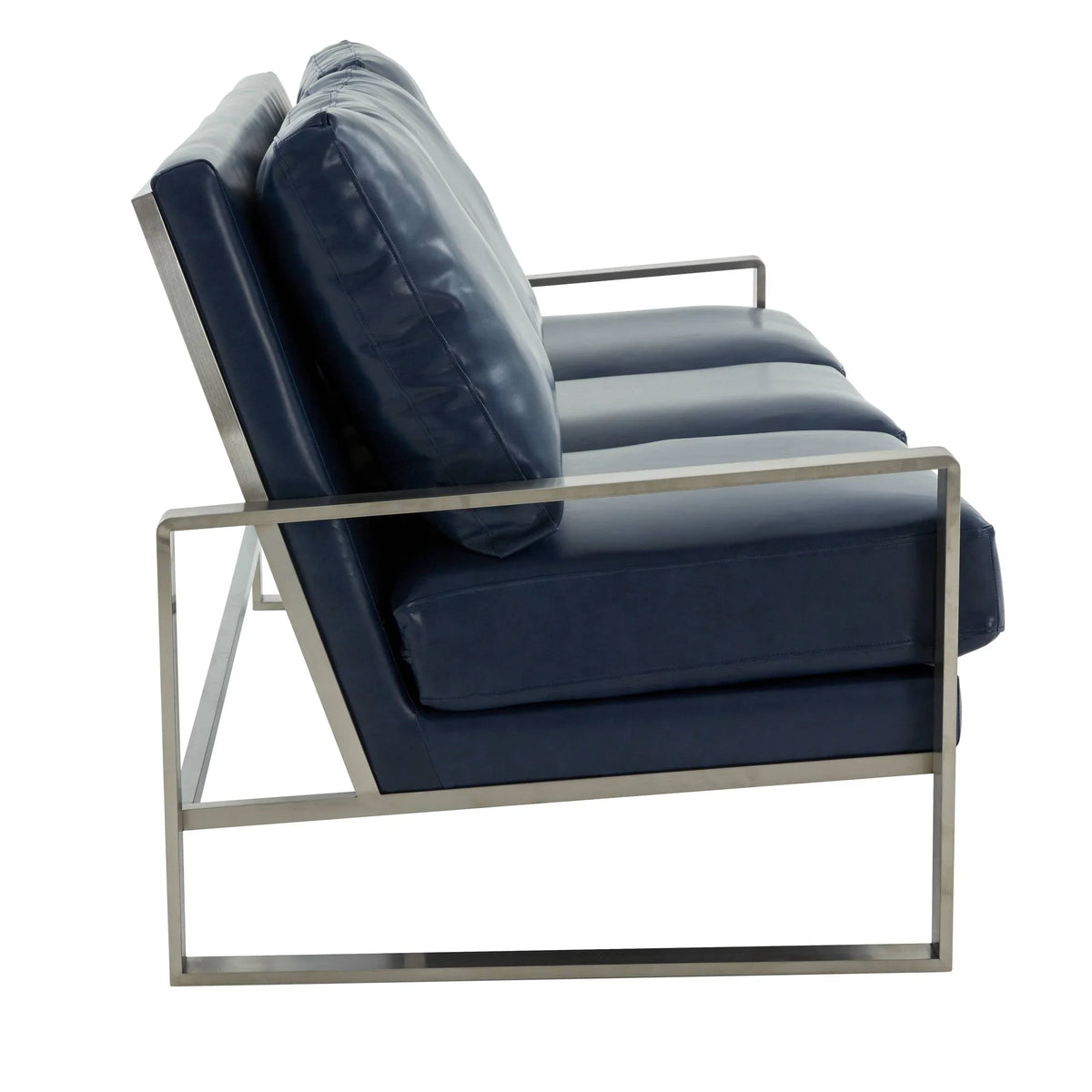 Jefferson 3-Seater Velvet/Leather Full Size Sofa in Stainless Steel - Elax Furniture