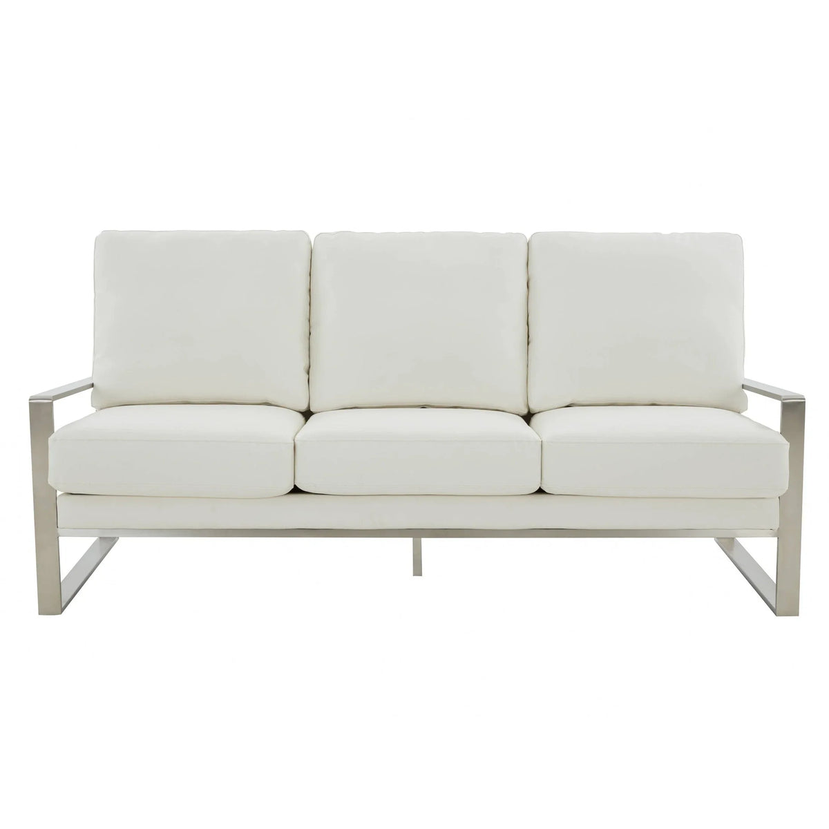Jefferson 3-Seater Velvet/Leather Full Size Sofa in Stainless Steel - Elax Furniture