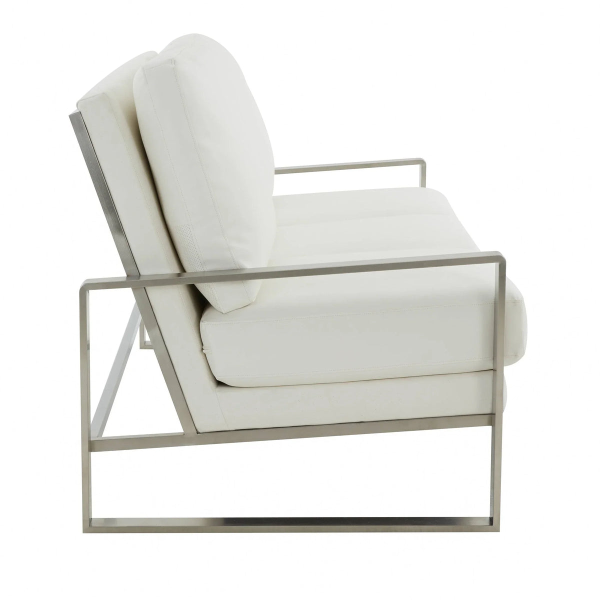 Jefferson 3-Seater Velvet/Leather Full Size Sofa in Stainless Steel - Elax Furniture