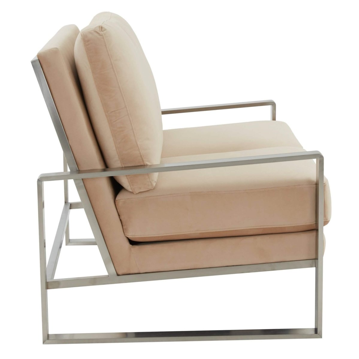 Jefferson Contemporary Velvet/Leather Loveseat with Stainless Steel Frame Velvet Gold Orange Sofa Leisuremod