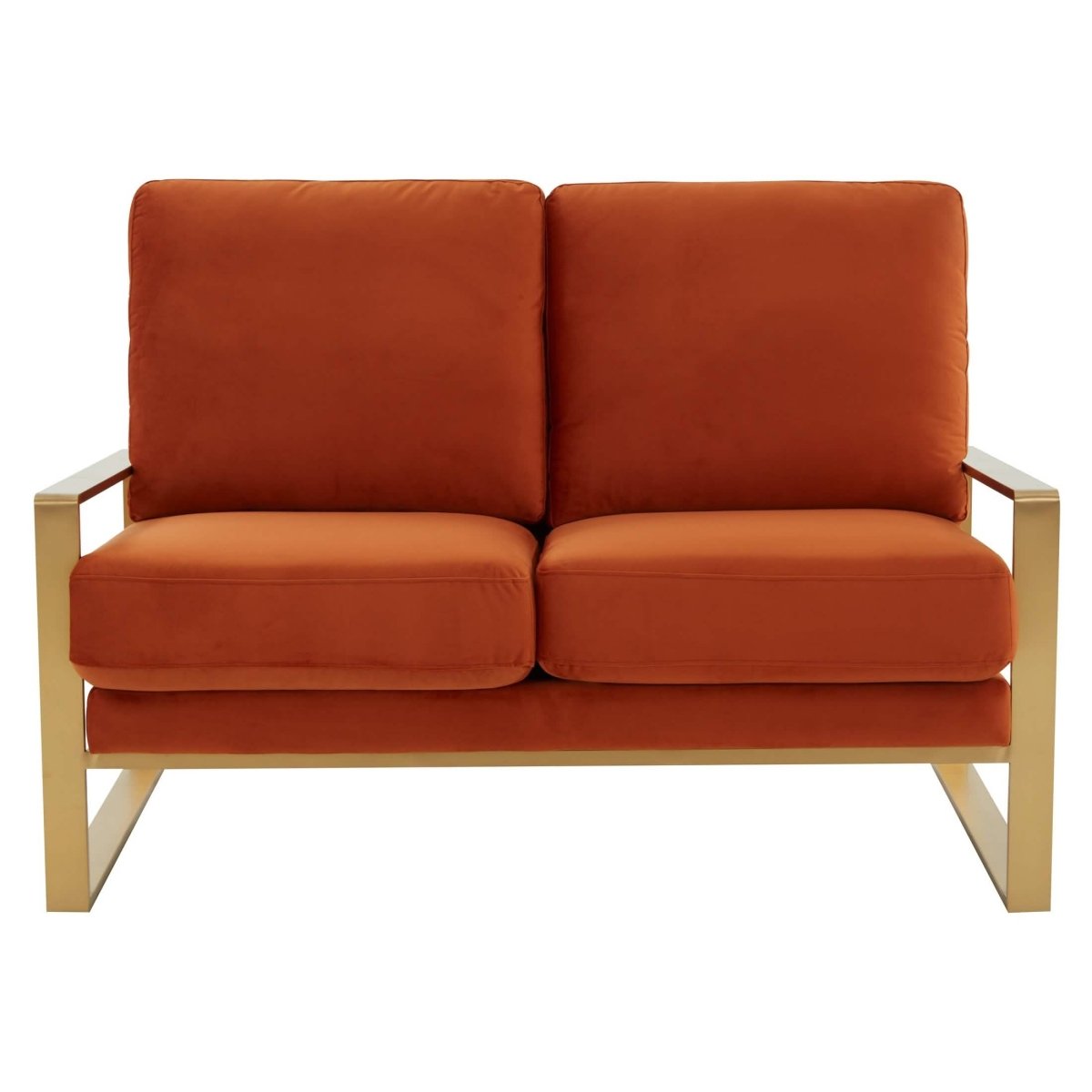 Jefferson Contemporary Velvet/Leather Loveseat with Stainless Steel Frame Silver Black Sofa Leisuremod