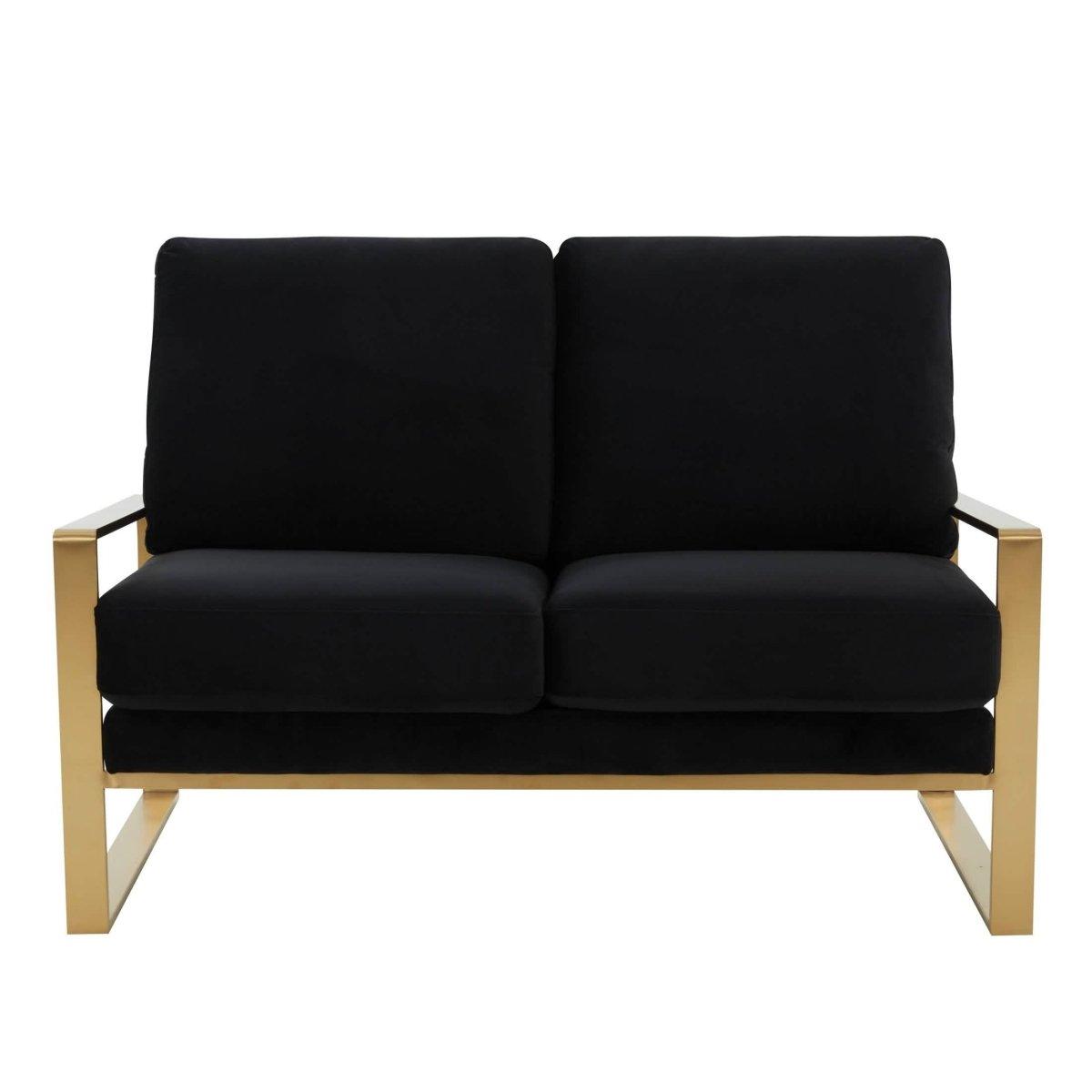 Jefferson Contemporary Velvet/Leather Loveseat with Stainless Steel Frame Velvet Silver Orange Sofa Leisuremod