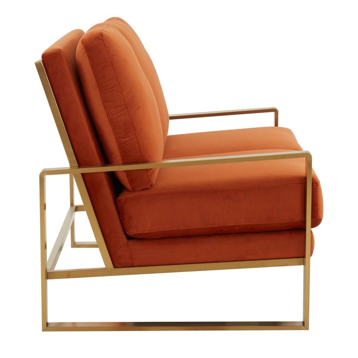 Jefferson Contemporary Velvet/Leather Loveseat with Stainless Steel Frame Silver Black Sofa Leisuremod