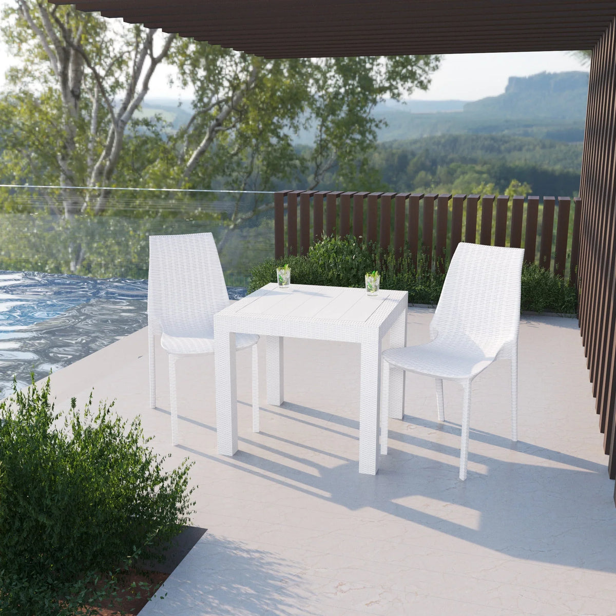 Kent Mid-Century Modern Weave Design 3-Piece Outdoor Patio Dining Set - Elax Furniture
