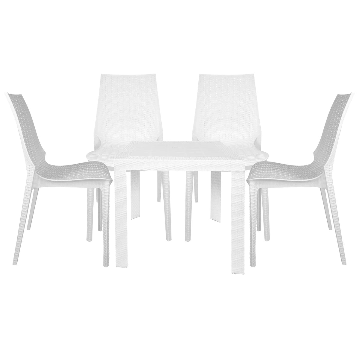 Kent Mid-Century Modern Weave Design 5-Piece Outdoor Patio Dining Set - Elax Furniture