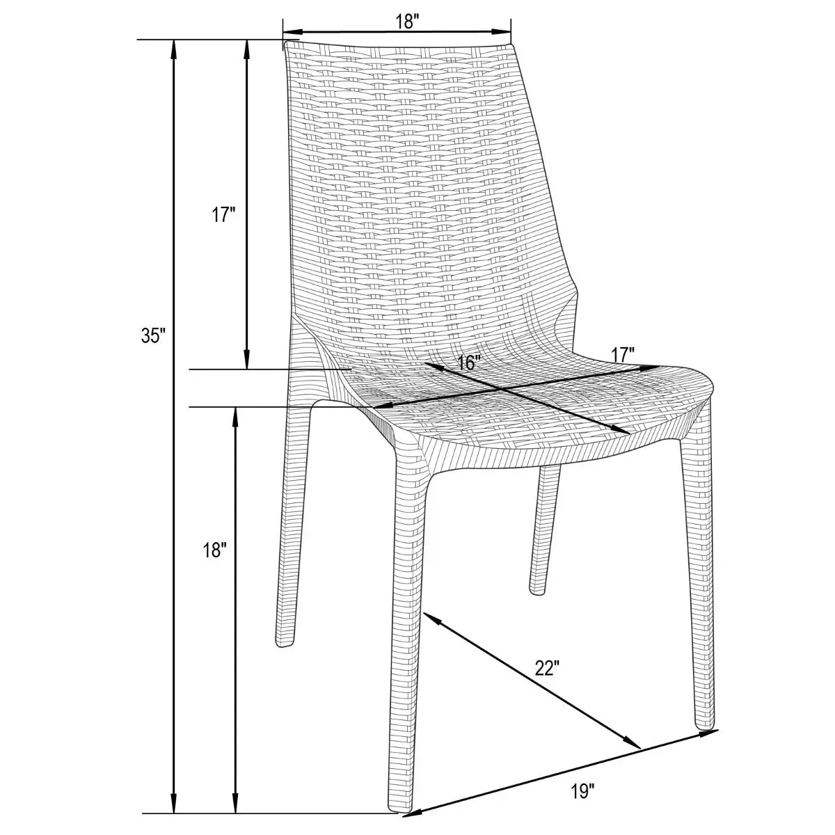 Kent Patio Outdoor Dining Chair Weave Design in Polypropylene - Elax Furniture