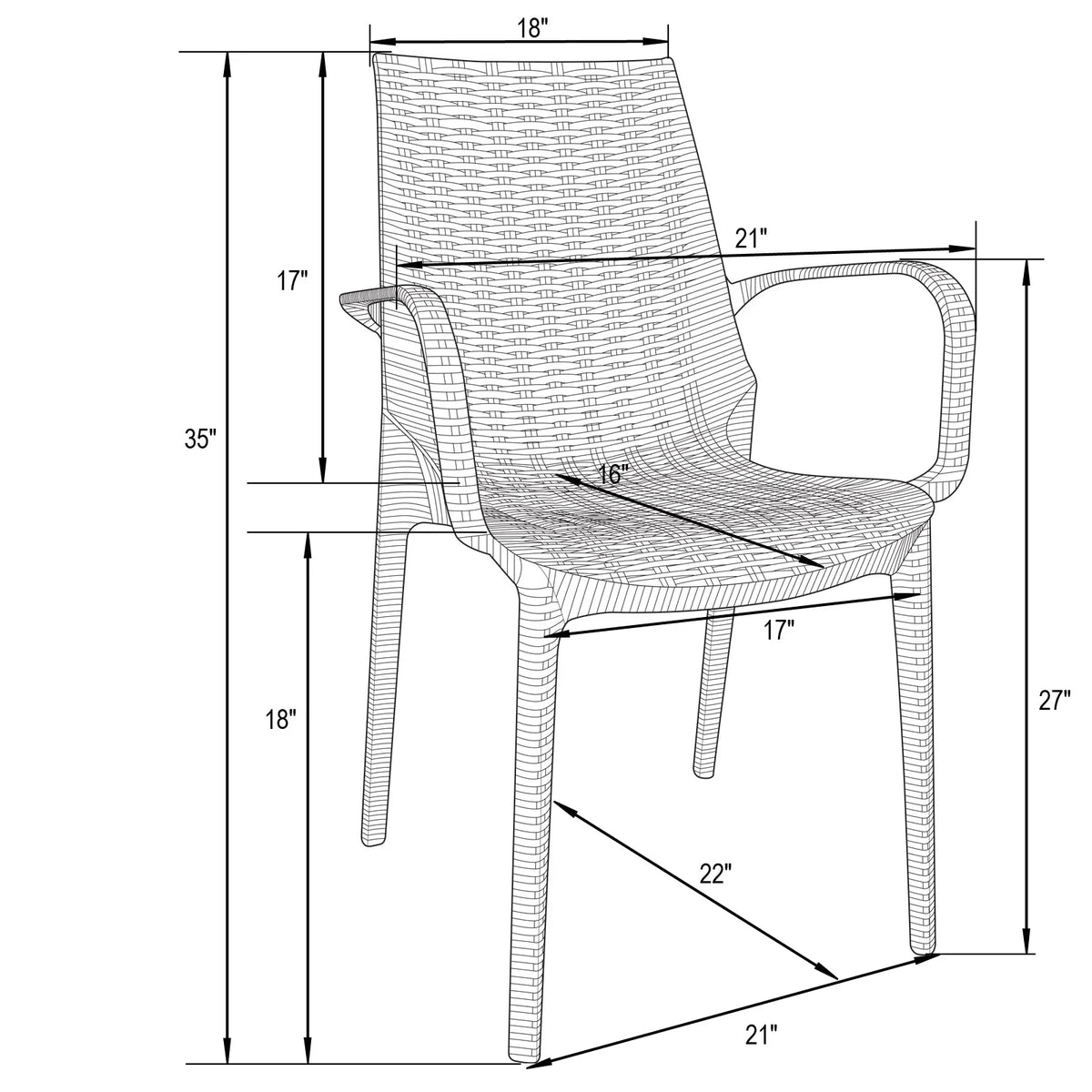 Kent Outdoor Dining Arm Chair - Elax Furniture