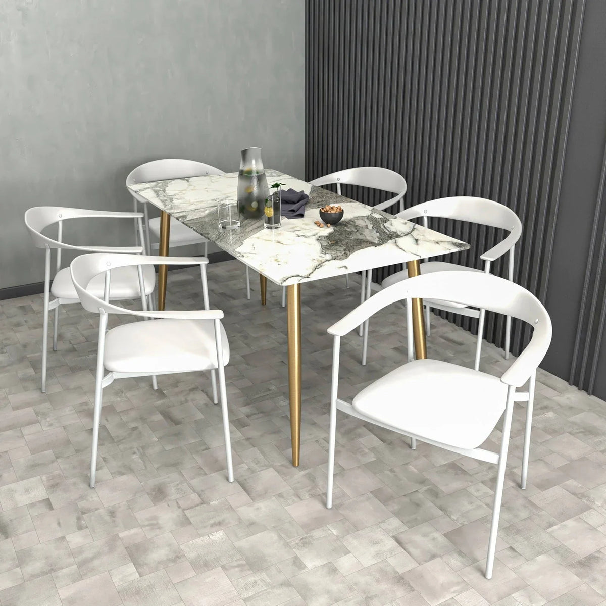 Kora Dining Chair Upholstered in Leather with Stainless Steel Frame and Legs - Elax Furniture