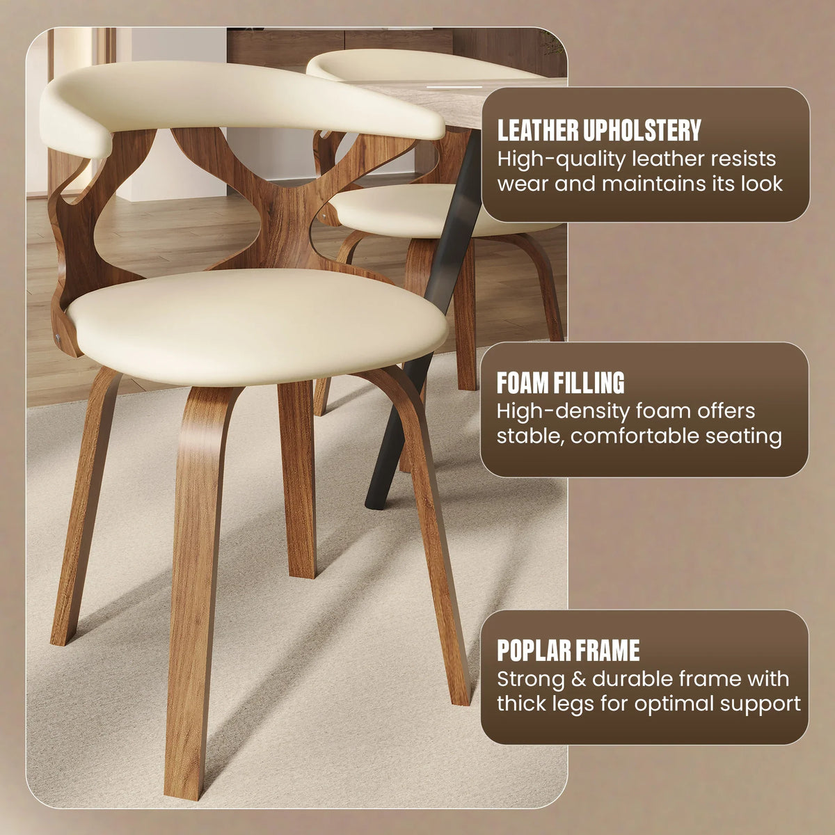 Klyne Modern Wooden Dining Chair With Walnut Color Frame - Elax Furniture