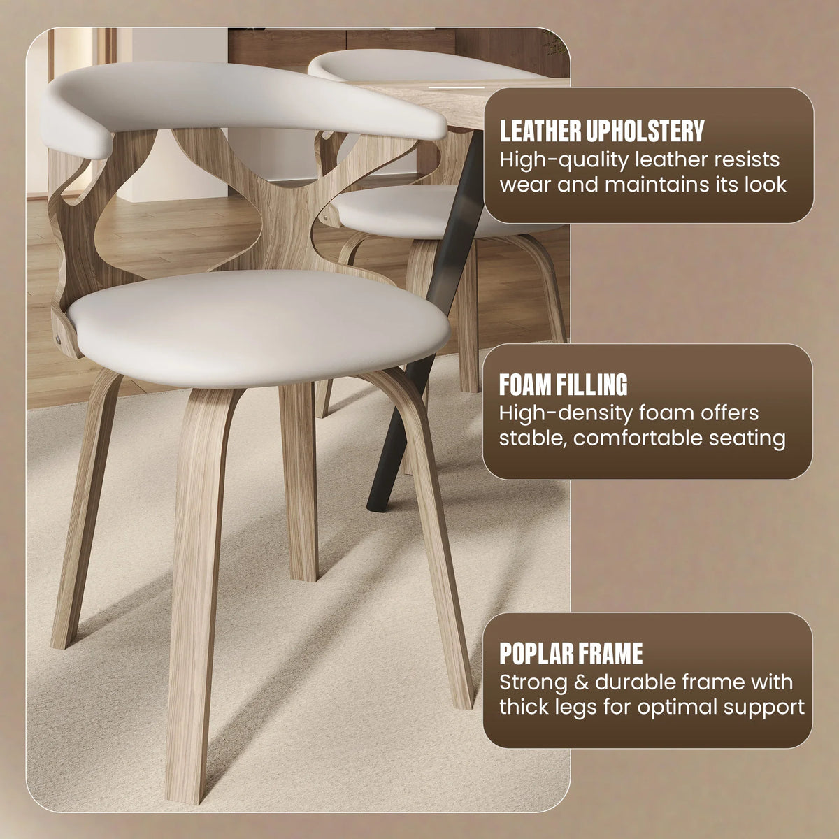 Klyne Modern Wooden Dining Chair With Walnut Color Frame - Elax Furniture