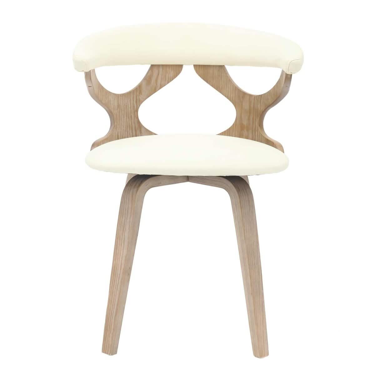 Klyne Modern Wooden Dining Chair Upholstered in Leather With Walnut Color Frame Washed Walnut White Dining Chair Leisuremod