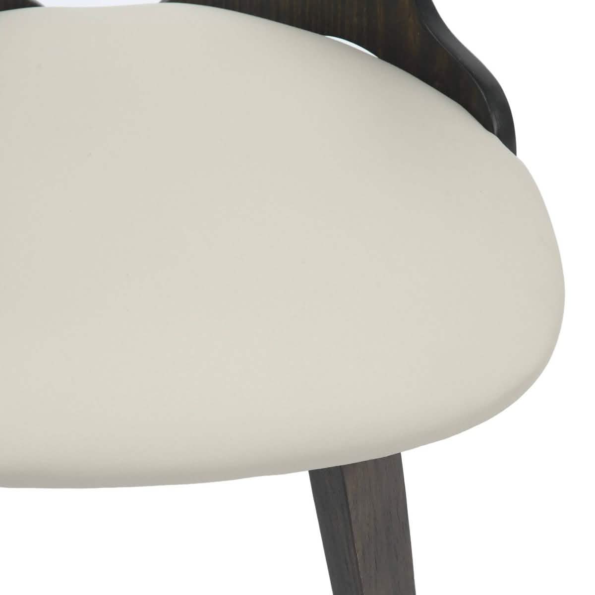 Klyne Modern Wooden Dining Chair Upholstered in Leather With Walnut Color Frame Dark Walnut Taupe Dining Chair Leisuremod