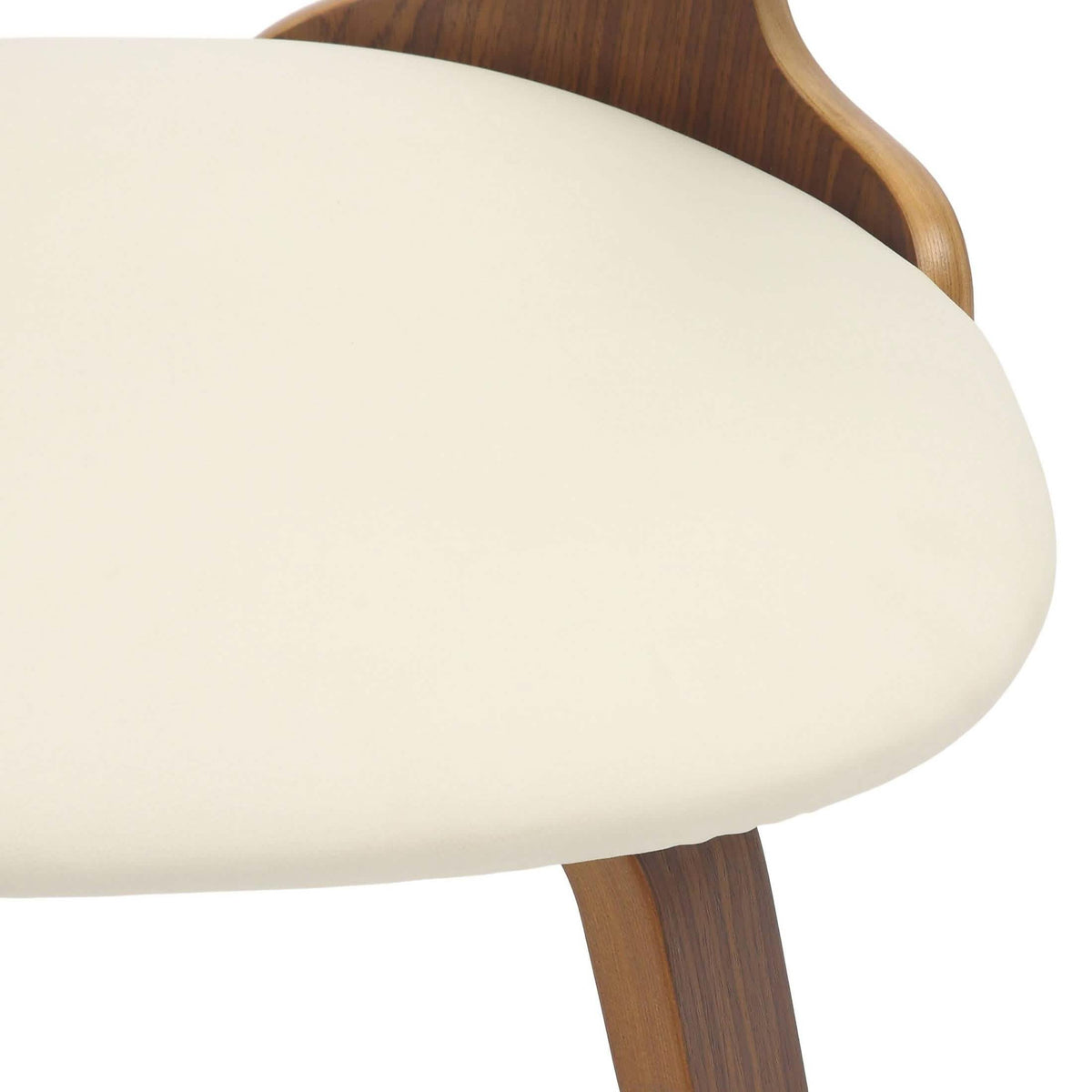 Klyne Modern Wooden Dining Chair Upholstered in Leather With Walnut Color Frame Walnut Taupe Dining Chair Leisuremod