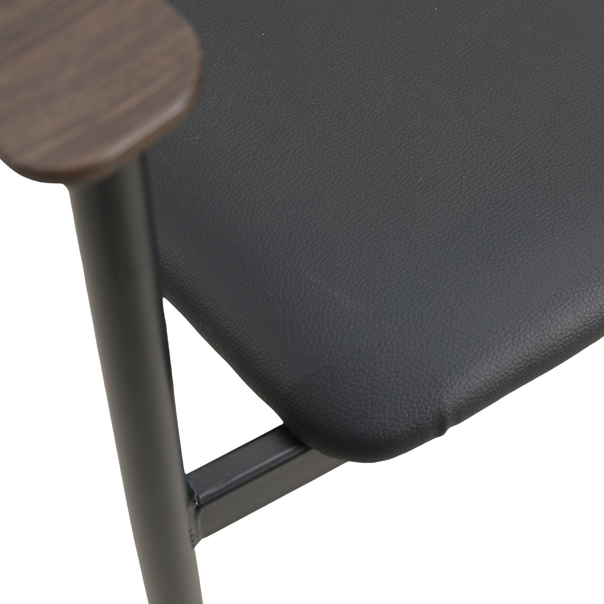 Kora Dining Chair Upholstered in Leather with Stainless Steel Frame and Legs Brown Black Dining Chair Leisuremod