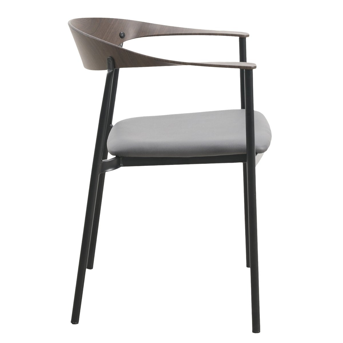 Kora Dining Chair Upholstered in Leather with Stainless Steel Frame and Legs Charcoal Dining Chair Leisuremod