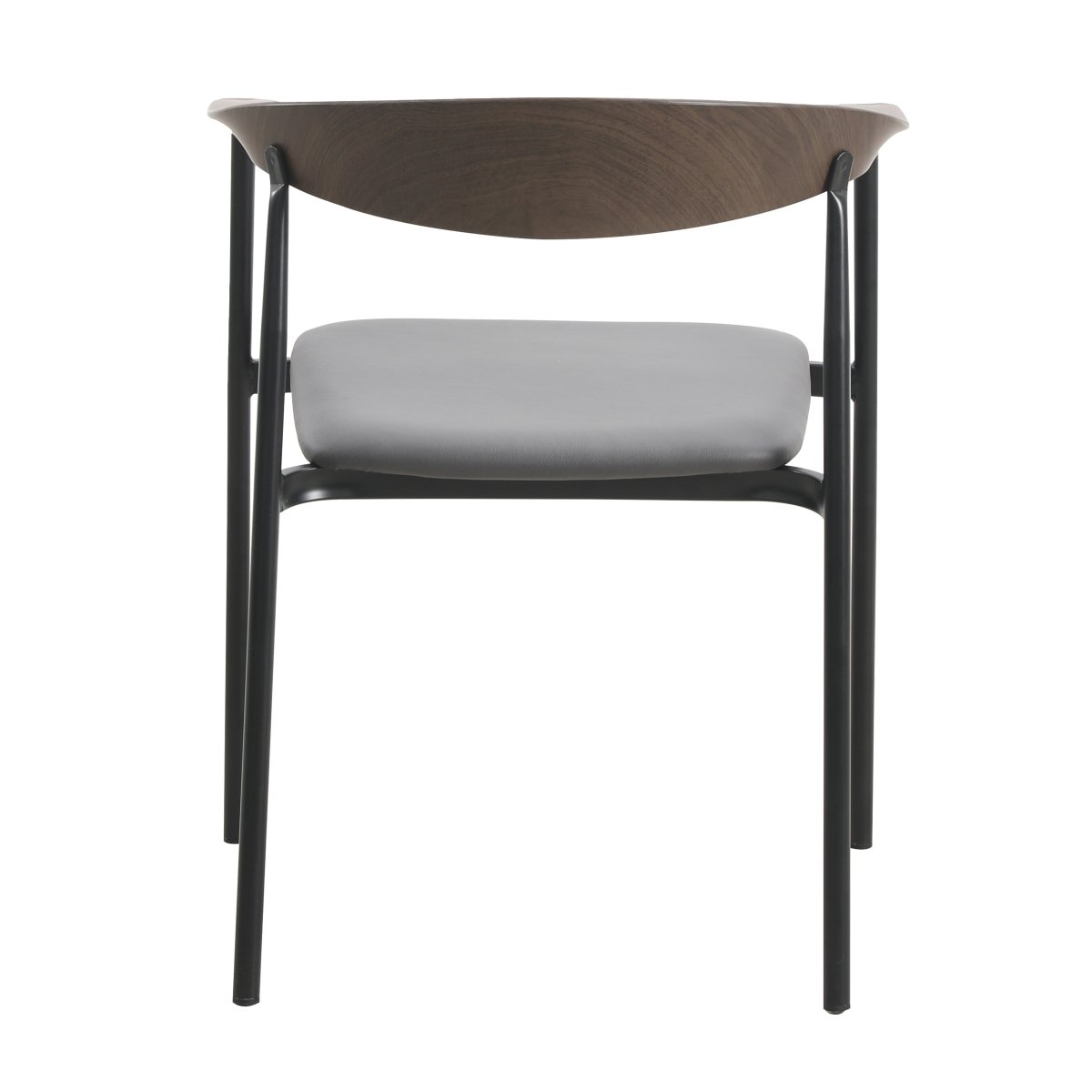Kora Dining Chair Upholstered in Leather with Stainless Steel Frame and Legs Charcoal Dining Chair Leisuremod