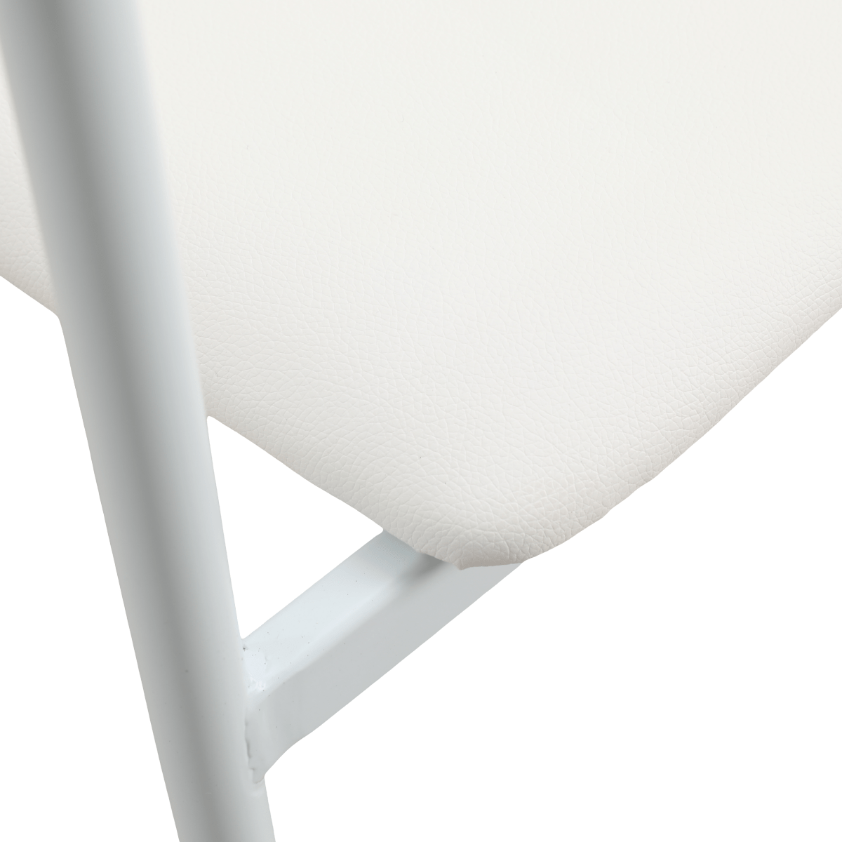 Kora Dining Chair Upholstered in Leather with Stainless Steel Frame and Legs White Dining Chair Leisuremod