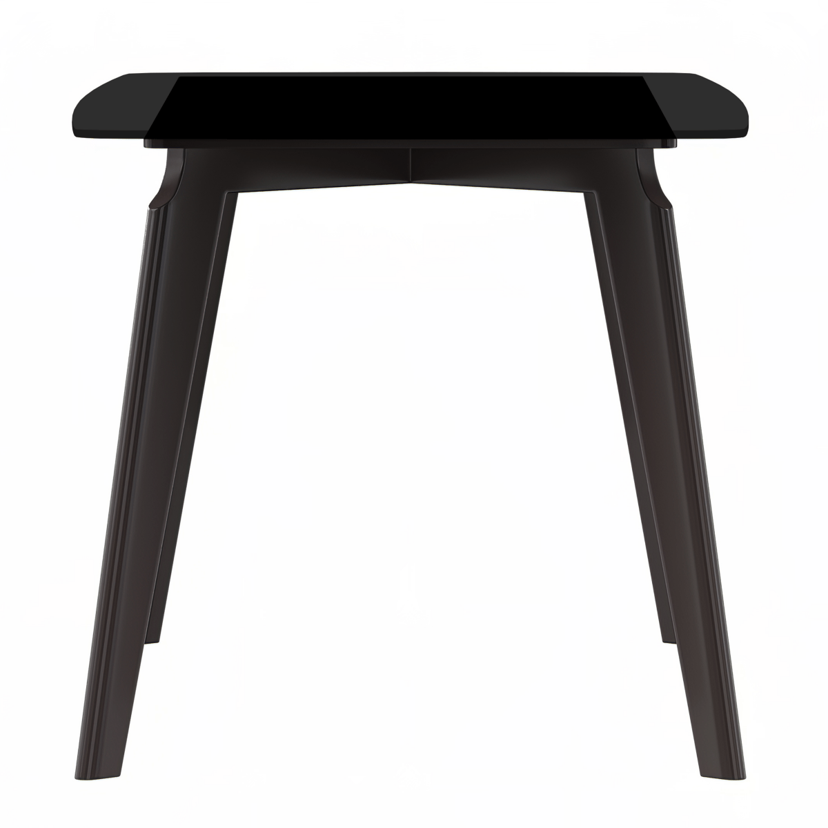 Krevor Modern Dining Table with Rectangular Stone/Glass Wide Tabletop with Black Steel Legs Glass 55 Inches Wide Black Dining Table Leisuremod