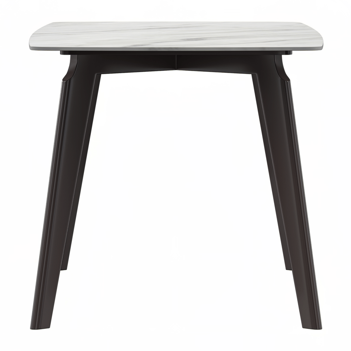 Krevor Modern Dining Table with Rectangular Stone/Glass Wide Tabletop with Black Steel Legs Sintered Stone White Dining Table Leisuremod