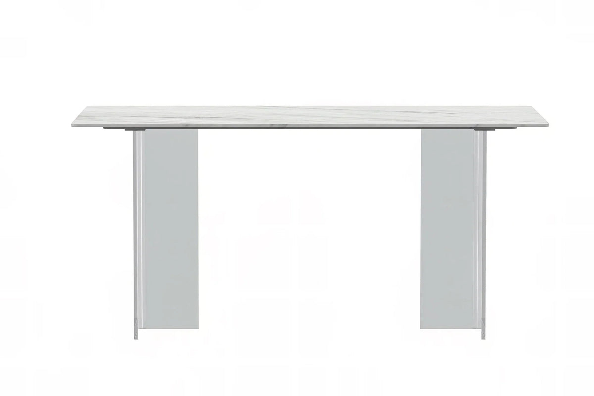 Kova Rectangular Dining Table with Sintered Stone or Glass Top and Acrylic Base Legs - Elax Furniture