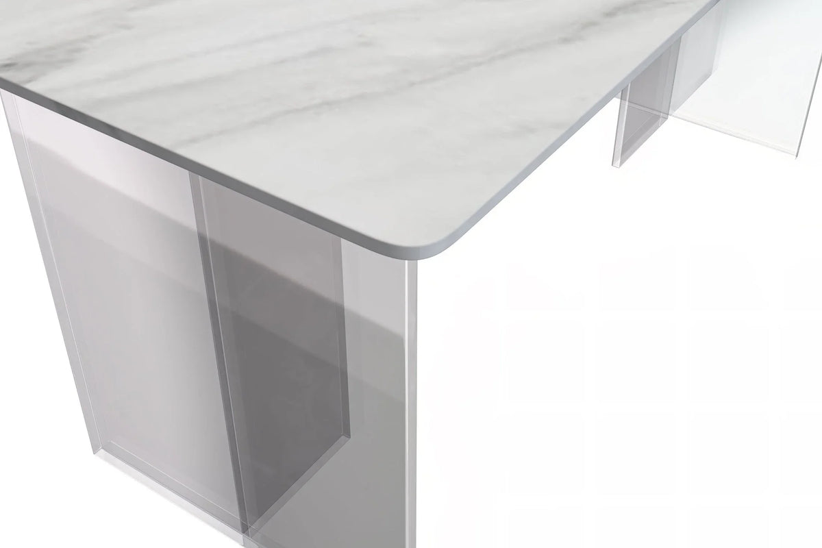 Kova Rectangular Dining Table with Sintered Stone or Glass Top and Acrylic Base Legs - Elax Furniture