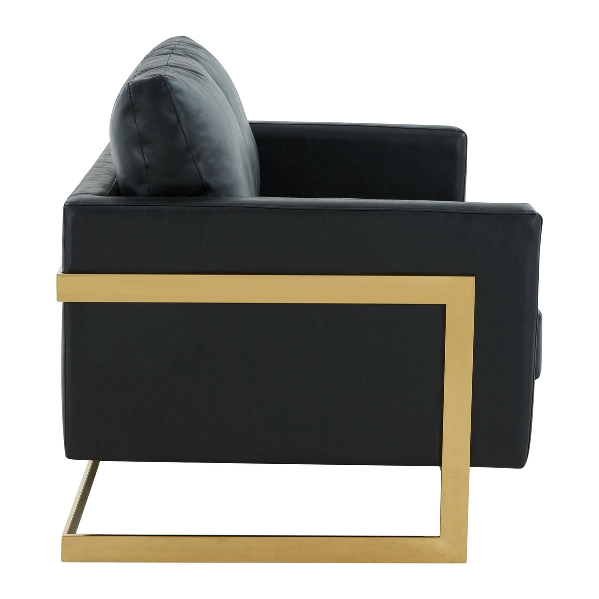 Lincoln Upholstered Velvet/Leather Loveseat With Gold Frame - Elax Furniture