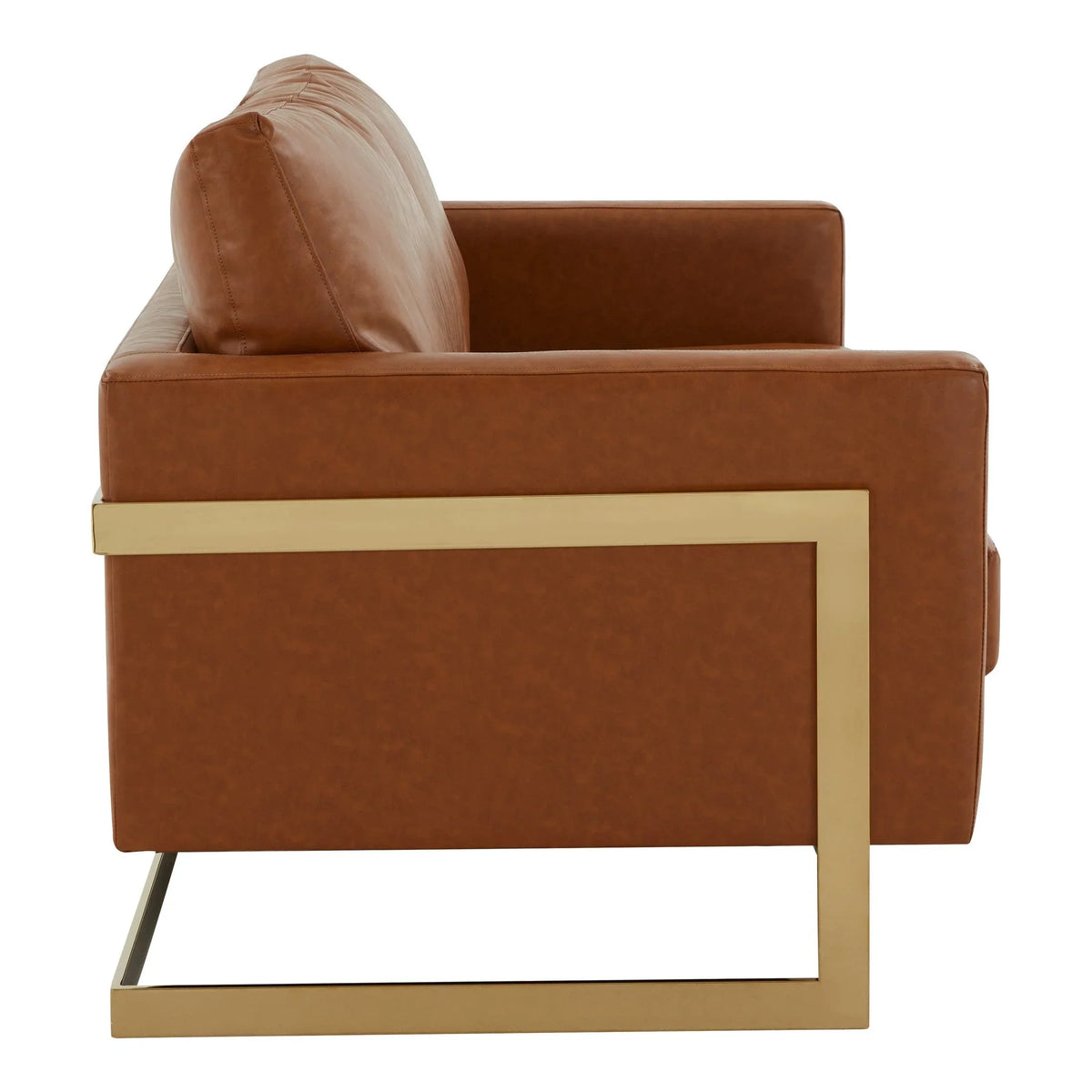 Lincoln Upholstered Velvet/Leather Loveseat With Gold Frame - Elax Furniture