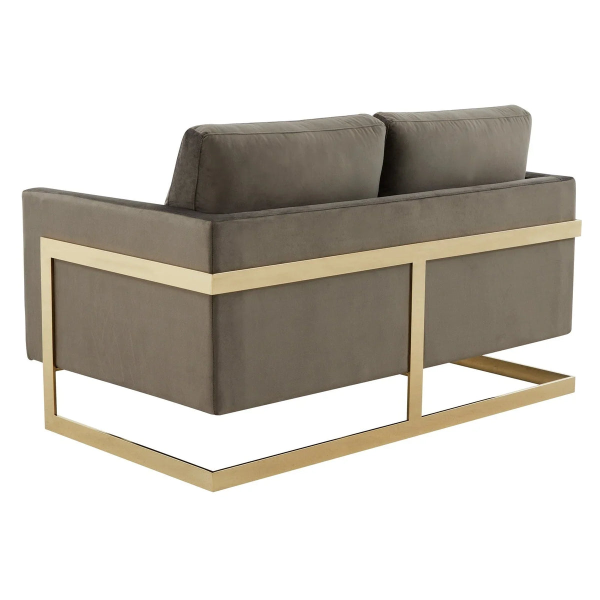 Lincoln Upholstered Velvet/Leather Loveseat With Gold Frame - Elax Furniture