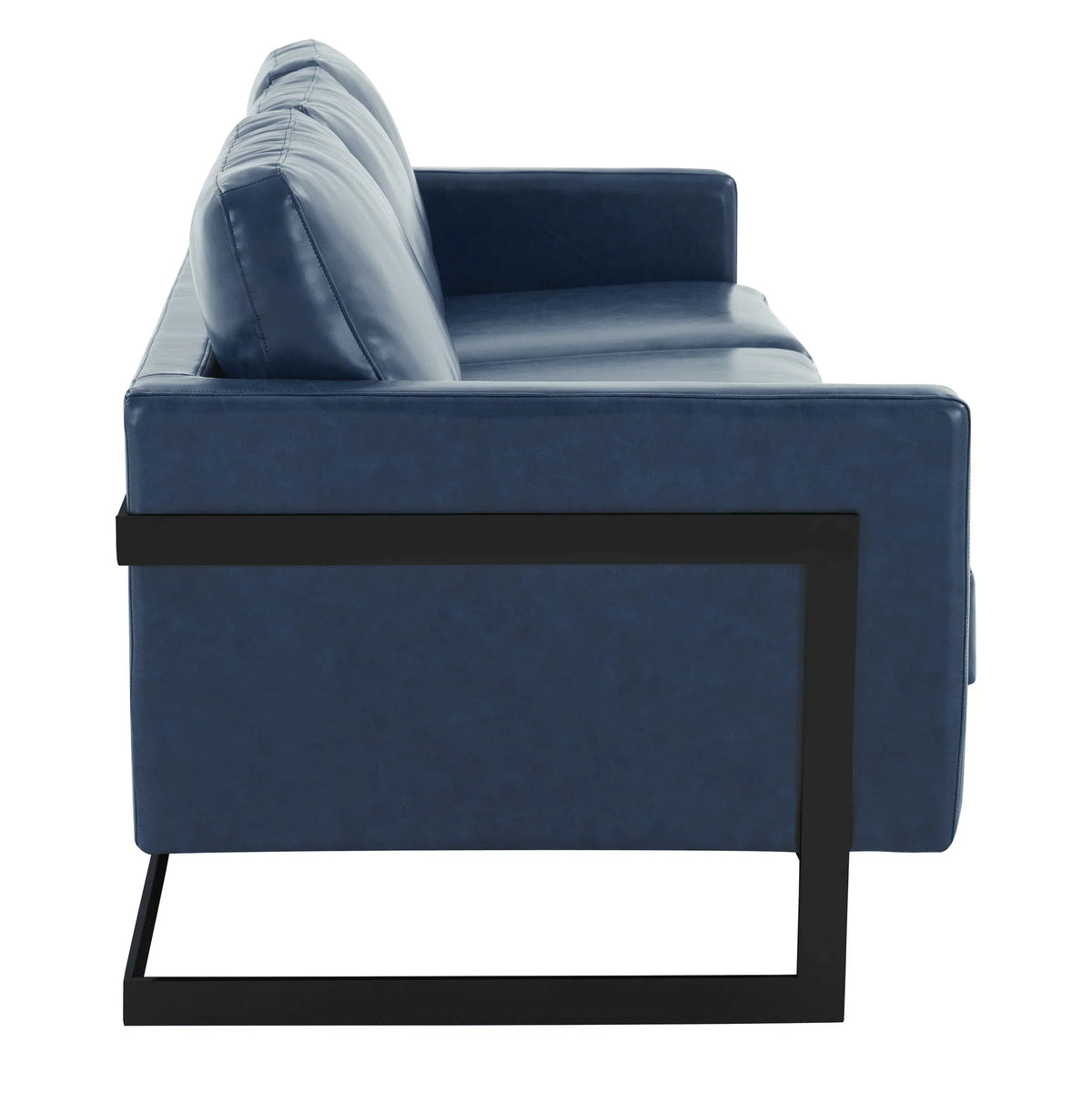 Lincoln 3-Seater Sofa Upholstered in Leather with Black Stainless Steel Frame - Elax Furniture