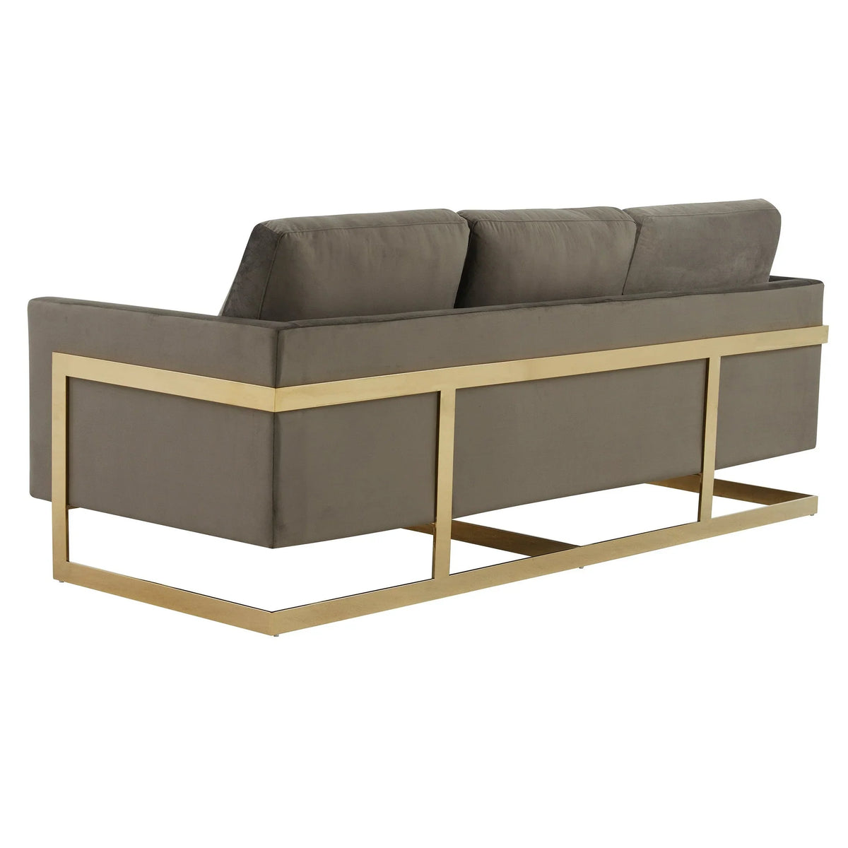 Lincoln 3-Seater Velvet/Leather Full Size Sofa in Stainless Steel - Elax Furniture