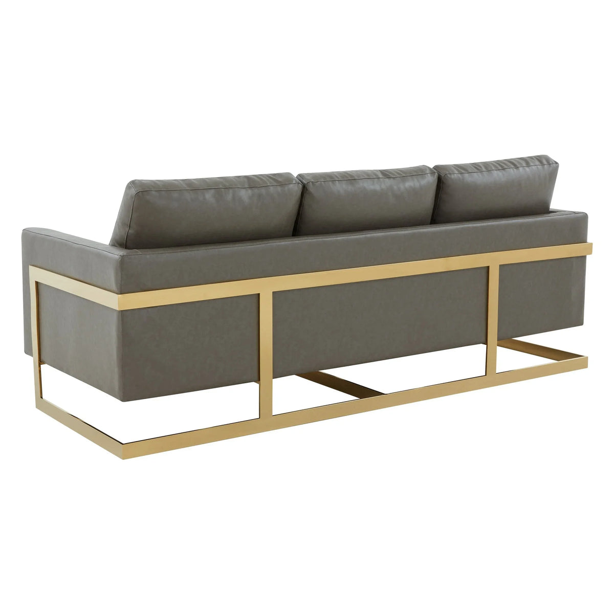 Lincoln 3-Seater Velvet/Leather Full Size Sofa in Stainless Steel - Elax Furniture