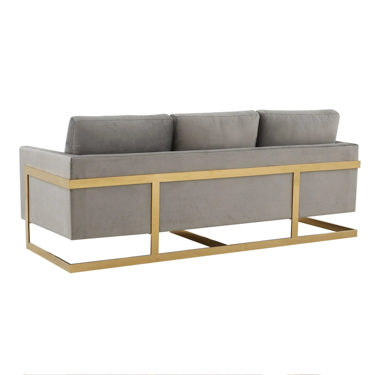 Lincoln 3-Seater Velvet/Leather Full Size Sofa in Stainless Steel - Elax Furniture