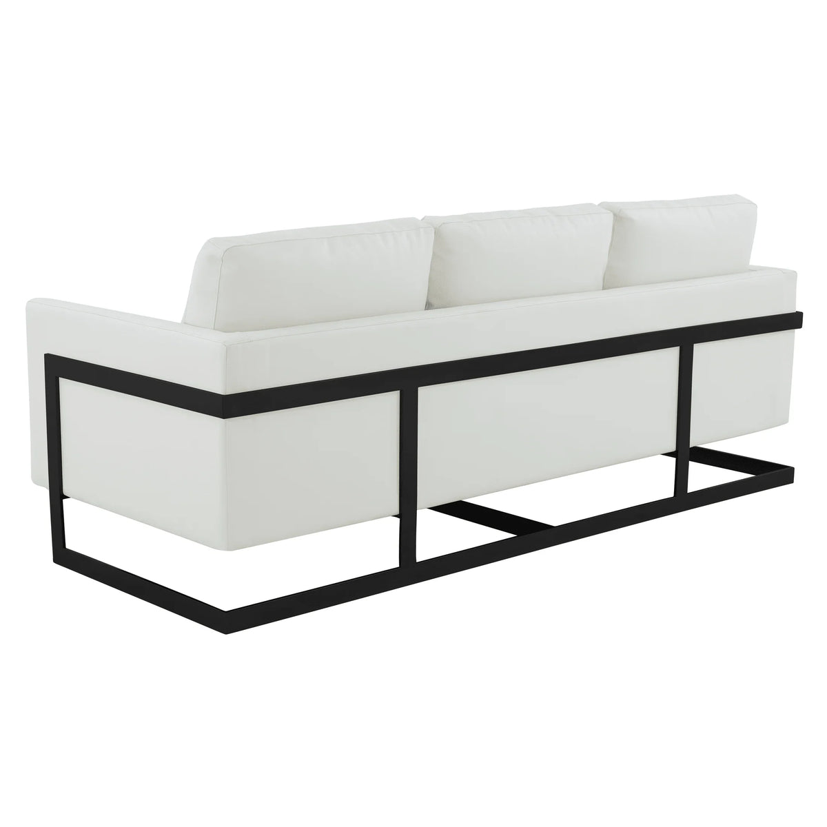Lincoln 3-Seater Sofa Upholstered in Leather with Black Stainless Steel Frame - Elax Furniture