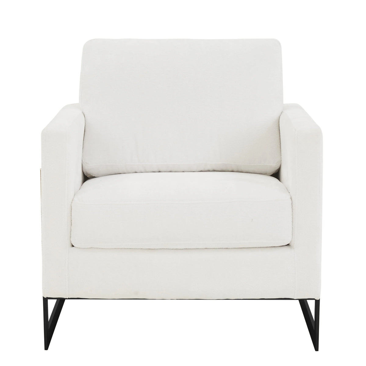 Lincoln Geometric Accent Chair Upholstered Boucle with Black Stainless-Steel Base - Elax Furniture