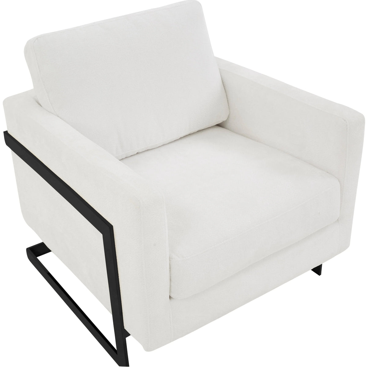 Lincoln Geometric Accent Chair Upholstered Boucle with Black Stainless-Steel Base - Elax Furniture