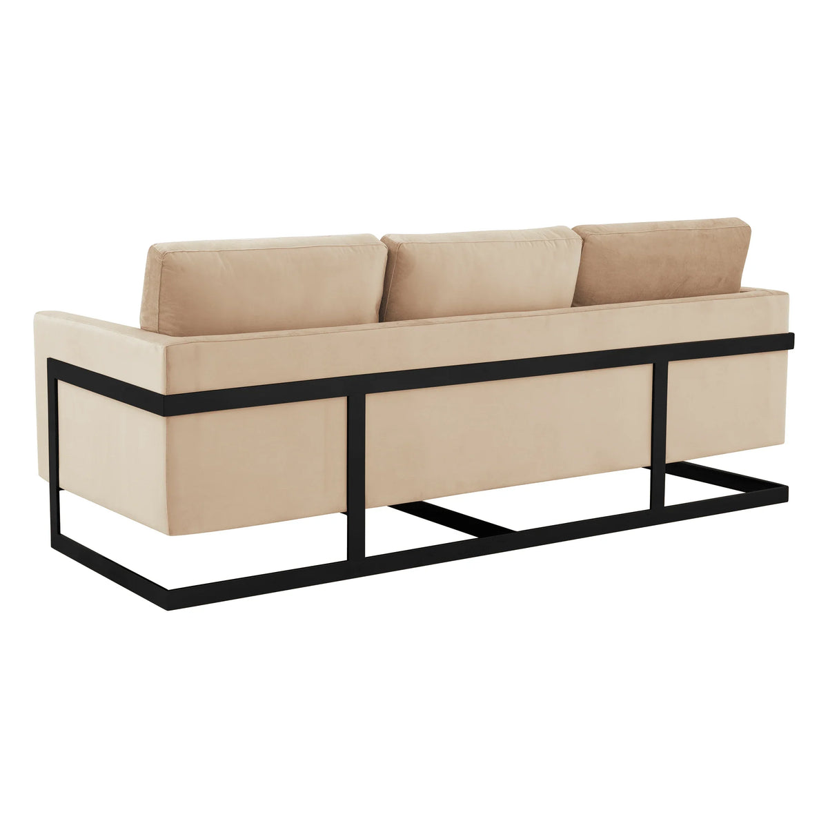 Lincoln 3-Seater Upholstered Velvet Sofa with Black Stainless-Steel Base - Elax Furniture