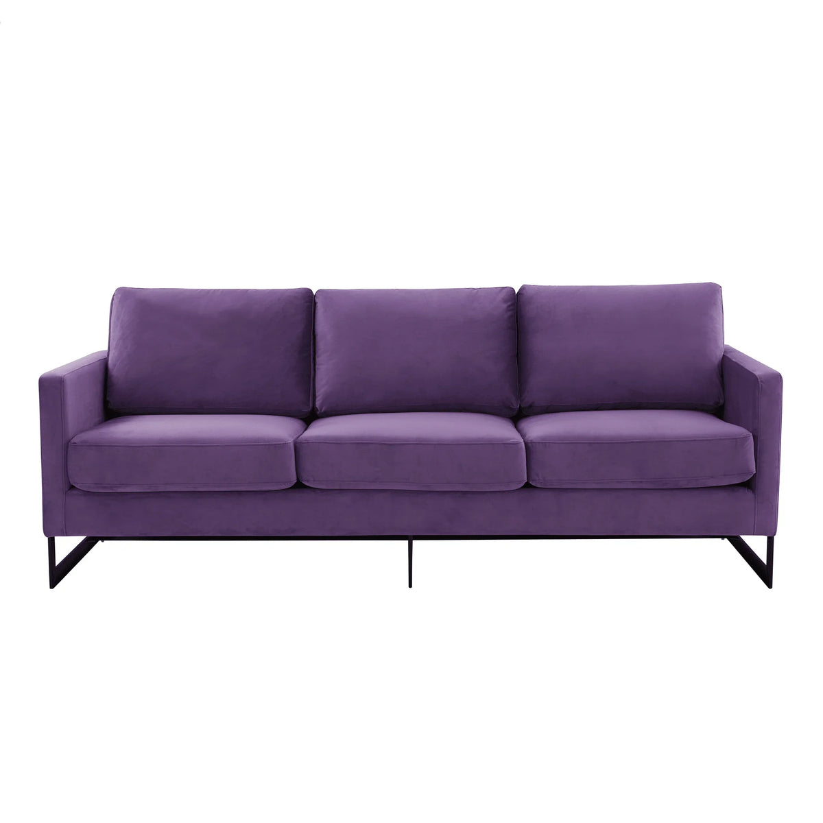 Lincoln 3-Seater Upholstered Velvet Sofa with Black Stainless-Steel Base - Elax Furniture