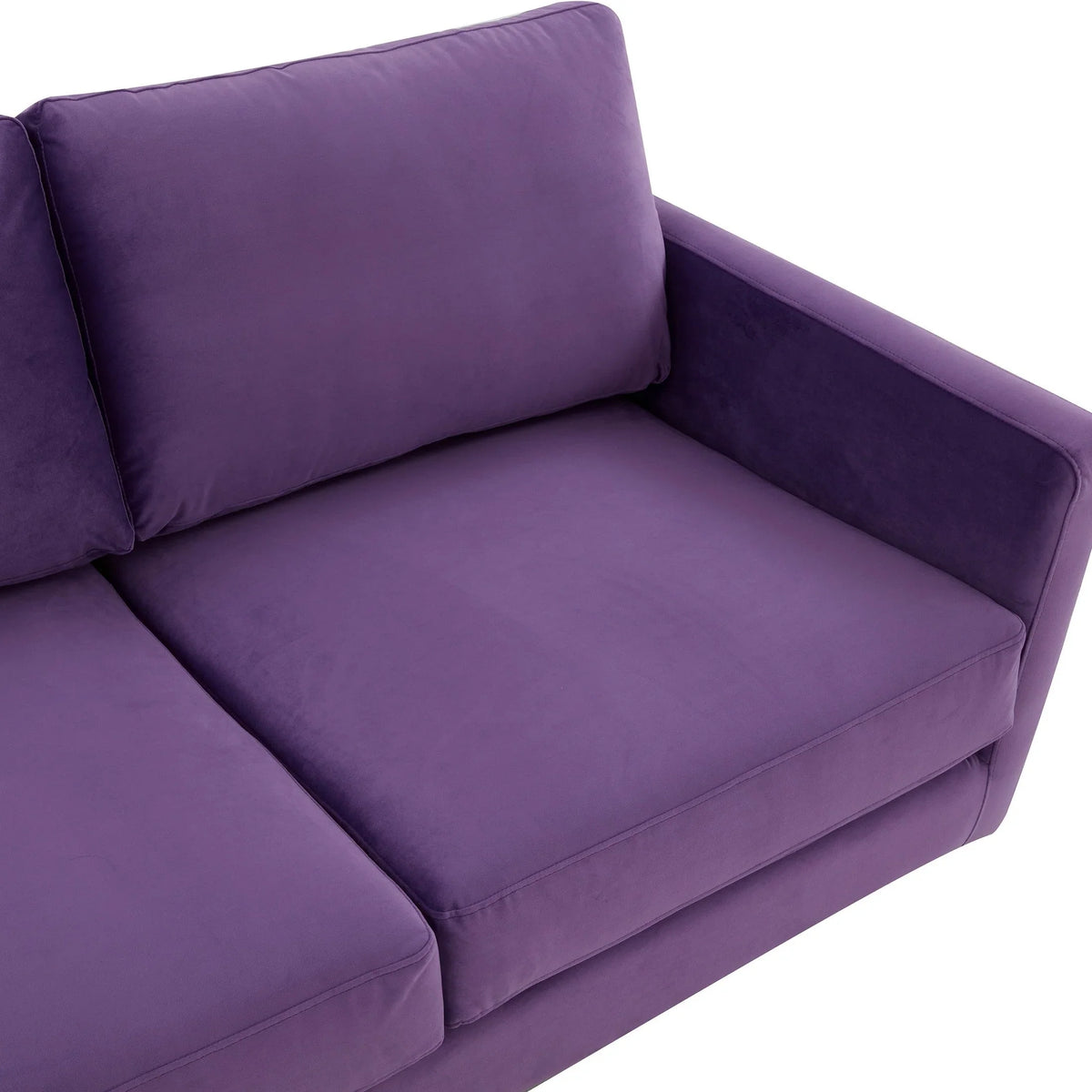 Lincoln 3-Seater Upholstered Velvet Sofa with Black Stainless-Steel Base - Elax Furniture